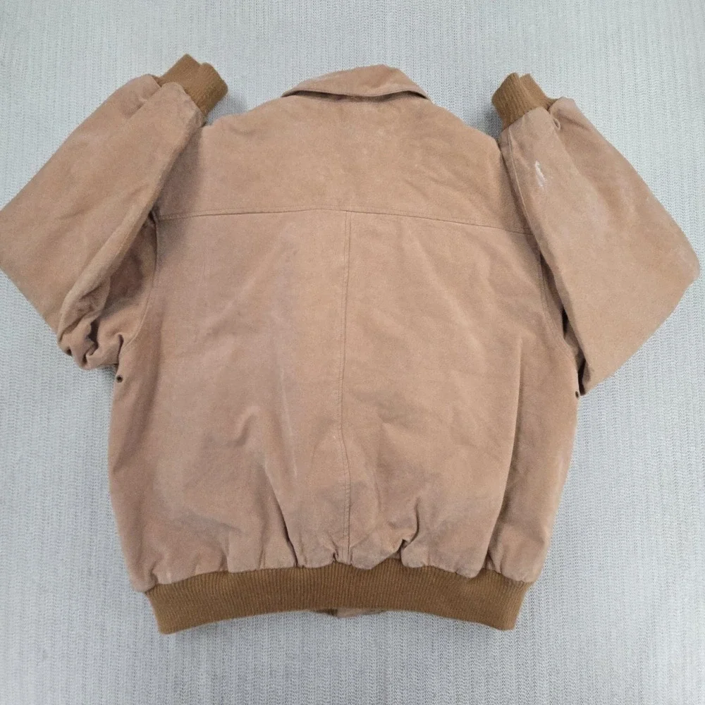Vintage G-III Jacket Coat Mens XL Beige Leather Bomber Global Identity Pockets